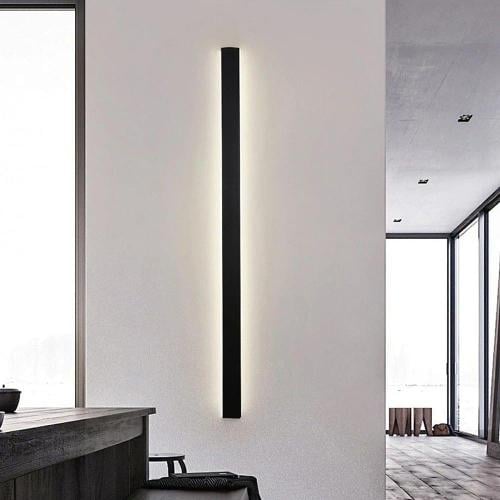 ابليك جداري مودرن اسود إنارة لون اصفر طول 120 سم