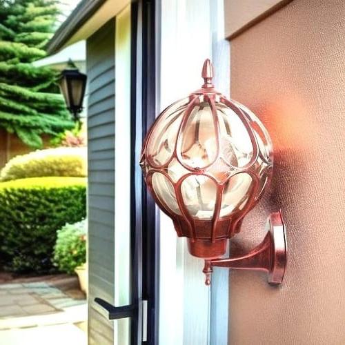 فانوس جداري على شكل كروي لون نحاسي