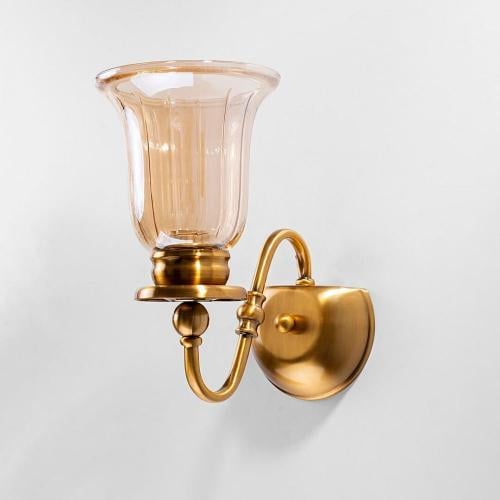 ثريا جدار مفرد بقاعدة ذهبية مع زجاج عسلي