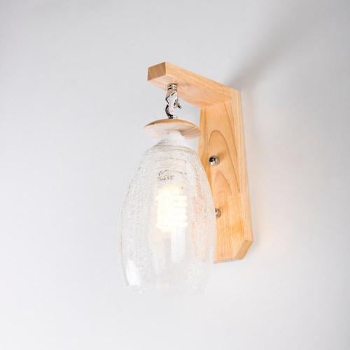 اضاءة جدار خشبية مفرد مع زجاج مزخرف معلق