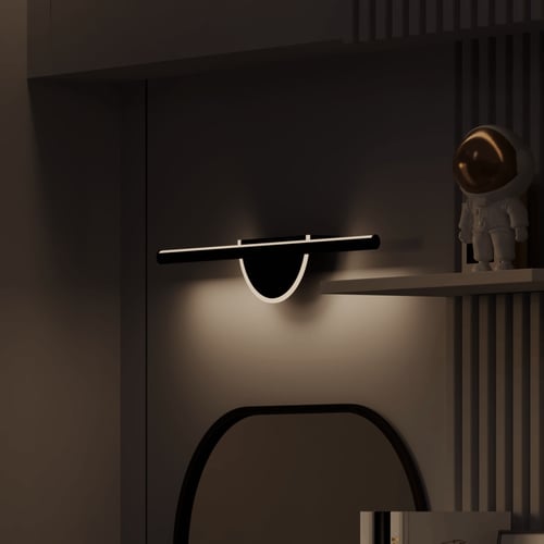 إضاءة جدارية بالبطارية خطية مع نصف دائرة اسود