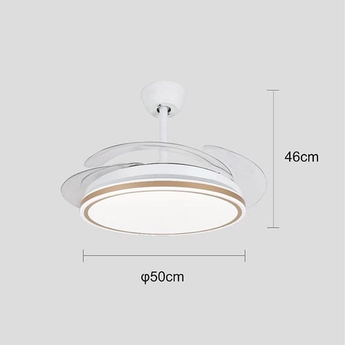 نجف مروحة دائري لون ذهبي مع ابيض تأتي بثلاث اضاءات