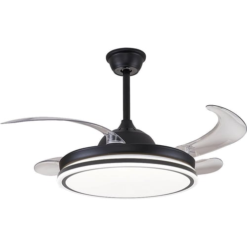 نجف مروحه دائري لون اسود تأتي بثلاث اضاءات