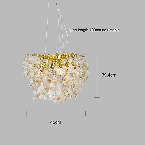 نجف مودرن ذهبي مع عسلي على شكل شجره كرستال شفاف