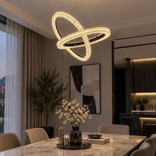 ثريا أوربت كريستال LED – حلقات متداخلة مودرن