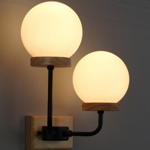 اضاءة حائط خشبية مجوز كرات زجاج