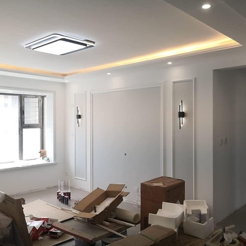 لمبه جداريه مودرن ليد فريم اسود مع 3 انارات