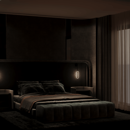 إنارة جدارية معلقة بالبطارية لون اسود