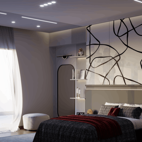 إضاءة جدارية بالبطارية خطية مع نصف دائرة اسود