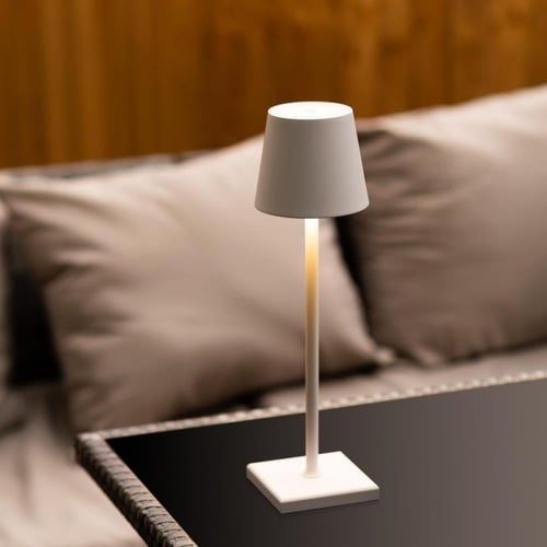 ابجورة طاوله باللون الأبيض تعمل بالشحن ب 3 انارات