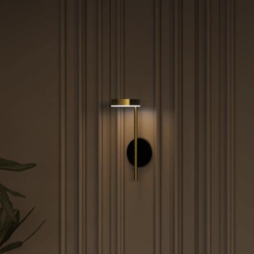 ابجورة حائط دائرية مع عمود لون ذهبي بطاريه بالشحن