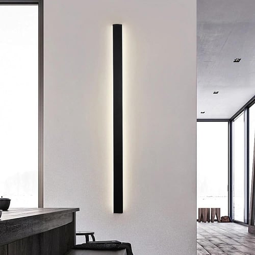 ابليك جداري مودرن اسود إنارة لون اصفر طول 150 سم