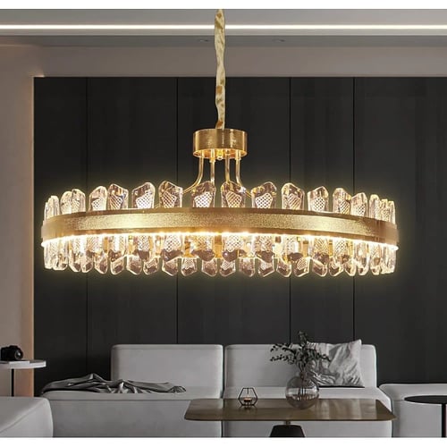 نجف مودرن ذهبي قطع كرستال مع 3 اضاءات ليد