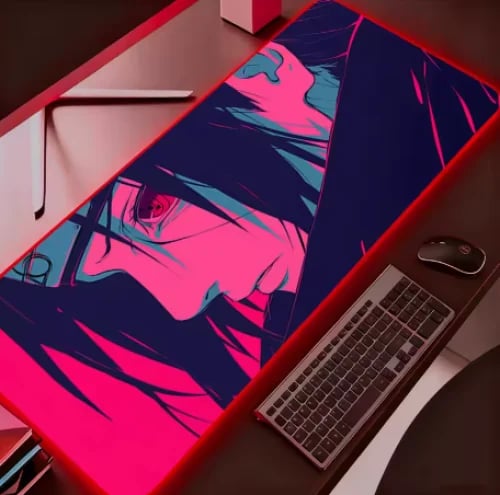 لوحة ماوس بإضاءة خلفية RGB N-naruto Itachi Uchiha أنيمي Gabinete ألعاب الكمبيوتر LED حصيرة مكتبية لوحة المفاتيح ملحقات الألعاب لوح...