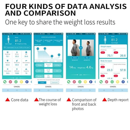 ميزان الجسم الذكي الرقمي اللاسلكي مع تطبيق الهاتف...