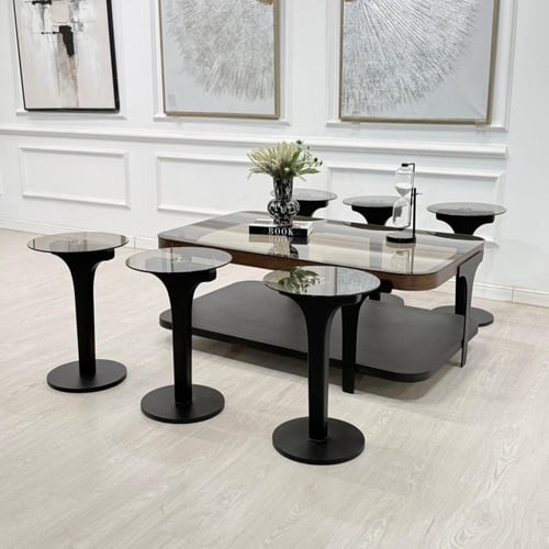 طقم طاولات ابيات 7قطع 2 الوان