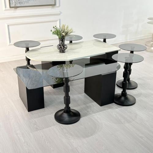 طقم طاولات سما 8قطع لون اسود