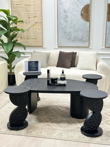 طقم طاولات حفر 3D قطع 5 لون اسود