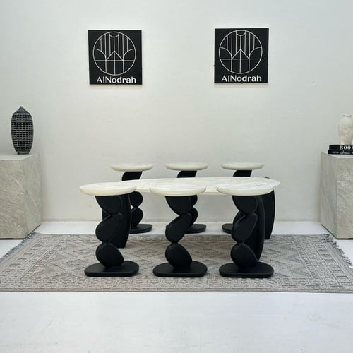 طقم طاولات ستون 7 قطع لون اسود