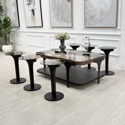 طقم طاولات ابيات 7قطع 2 الوان