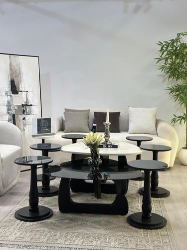 طقم طاولات 8قطع سطح الطاولة الاولى: بديل الرخام تر...