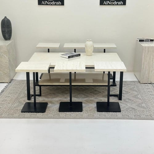 طقم طاولات تقديم دورين 7قطع سطح بديل رخام قاعده حد...