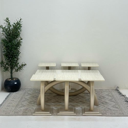 طقم طاولات 7قطع سطح بديل الرخام ملمس ناعم قاعده خش...