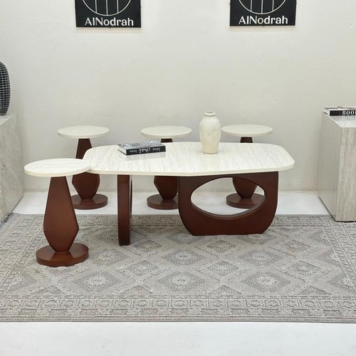 طقم طاولات سداسي ج 5قطع بني