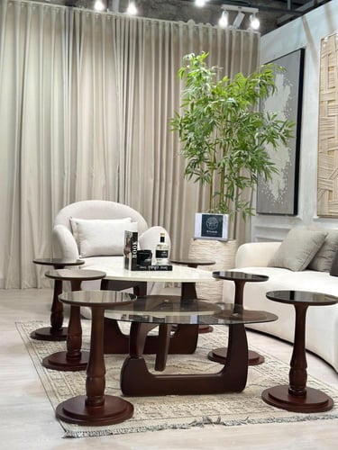 طقم طاولات مثلثات 8قطع بني