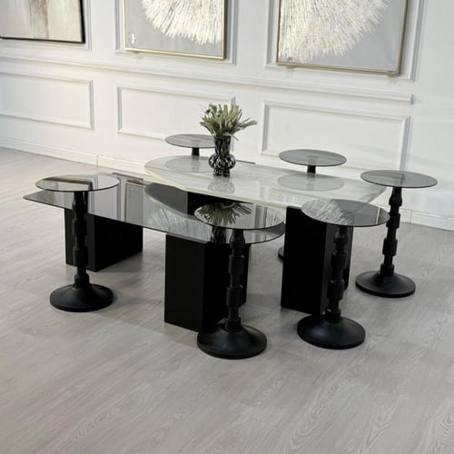 طقم طاولات سما 8قطع لون اسود