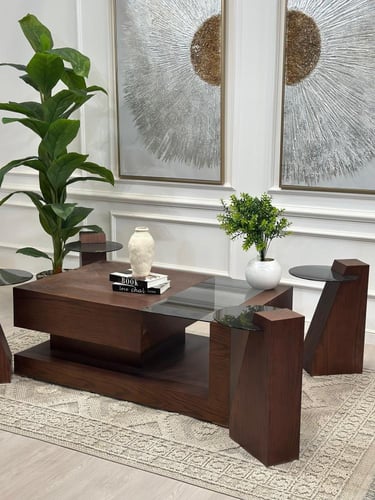 طقم طاولات كوبرا 5 قطع سنديان بني