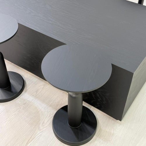 طقم طاولات تقديم خشب سنديان لون اسود 5قطع