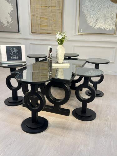 طقم طاولات حلقات 7 قطع مرايا اسود