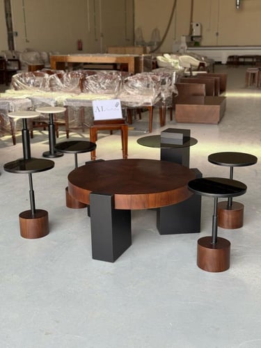 طقم طاولات 6قطع سطح قشرة الجوز