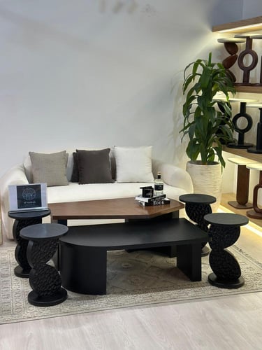 طقم طاولات سهم 6 قطع لون اسود