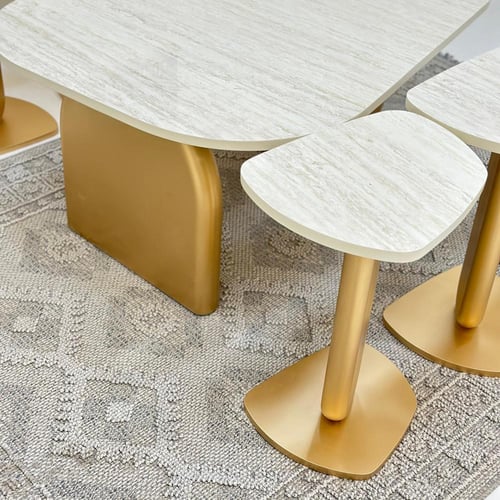 طقم طاولات نيو دزاين 7 قطع لون ذهبي
