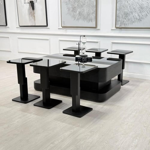 طقم طاولات ليون 7قطع لون اسود