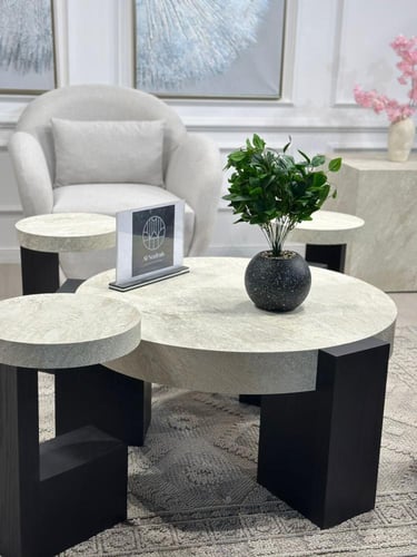 طقم طاولات L قطع5 سطح خشن لون اسود