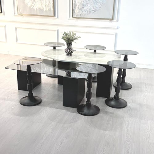 طقم طاولات سما 8قطع لون اسود