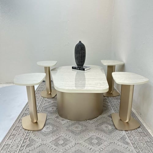 طقم طاولات ايسكريم 5قطع مكس سطح بديل رخام