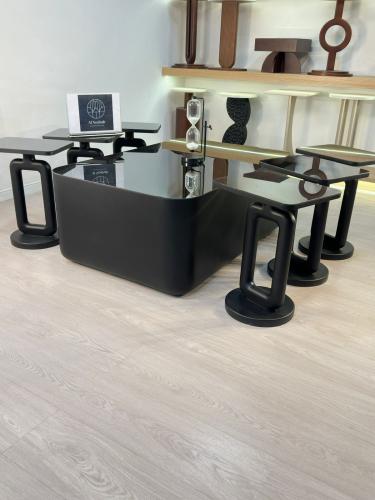 طقم طاولات تحفة 7 قطع مرايا اسود