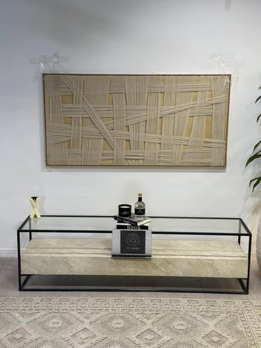 طاولة بلازما دورين بسطح زجاج شفاف وبديل الرخام الح...