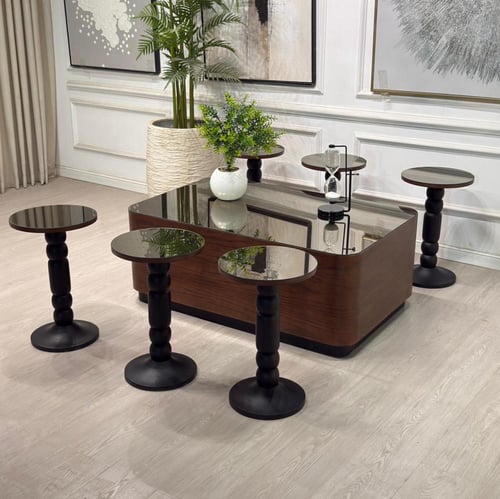 طقم طاولات نما سنديان بني 7قطع