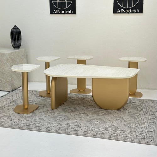 طقم طاولات نيو دزاين 5 قطع لون ذهبي