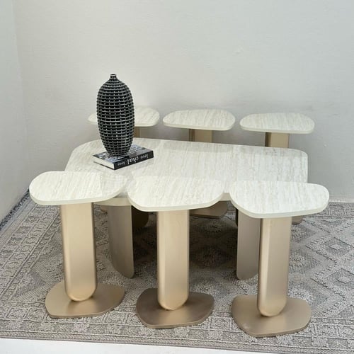 طقم طاولات ايسكريم 7قطع مكس سطح بديل رخام