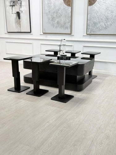 طقم طاولات ليون 7قطع لون اسود