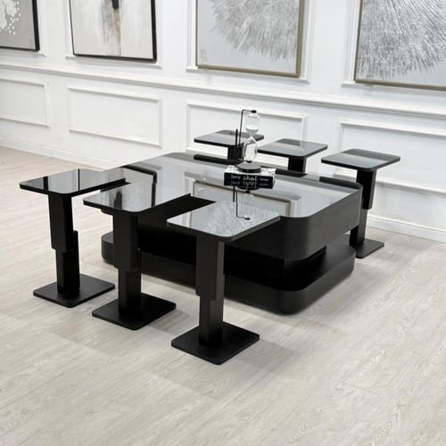 طقم طاولات ليون 7قطع لون اسود