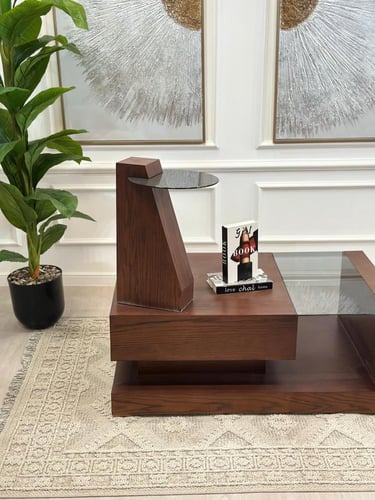 طقم طاولات كوبرا 5 قطع سنديان بني