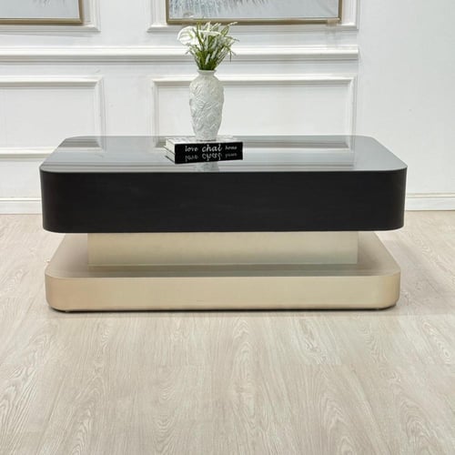 طاولة تقديم دورين بسطح مرايا وقاعدة خشب