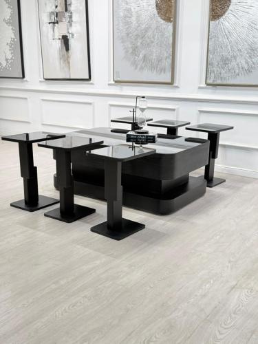 طقم طاولات ليون 7قطع لون اسود